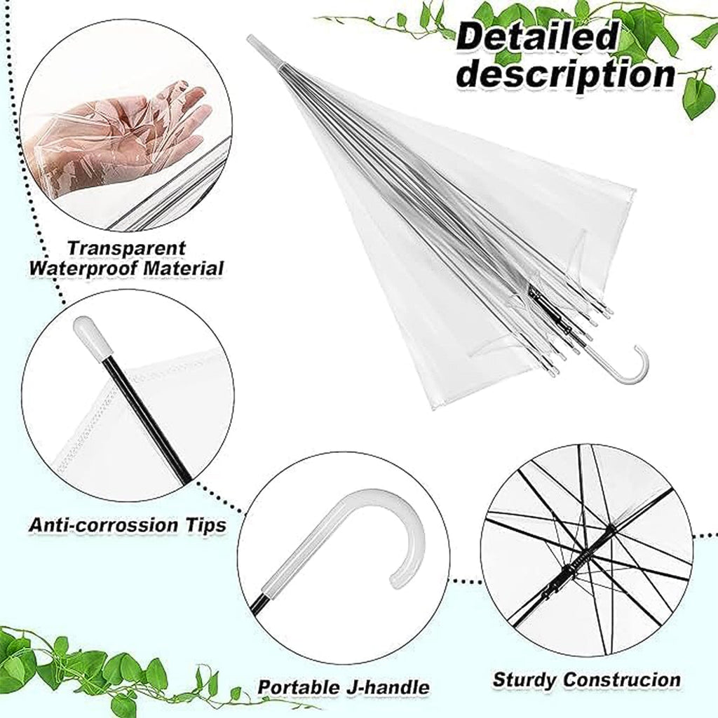 Side view of transparent dome umbrella showing canopy shape and structure