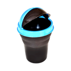 Multicolor plastic car dustbin, illustrating its compact size and practical use.