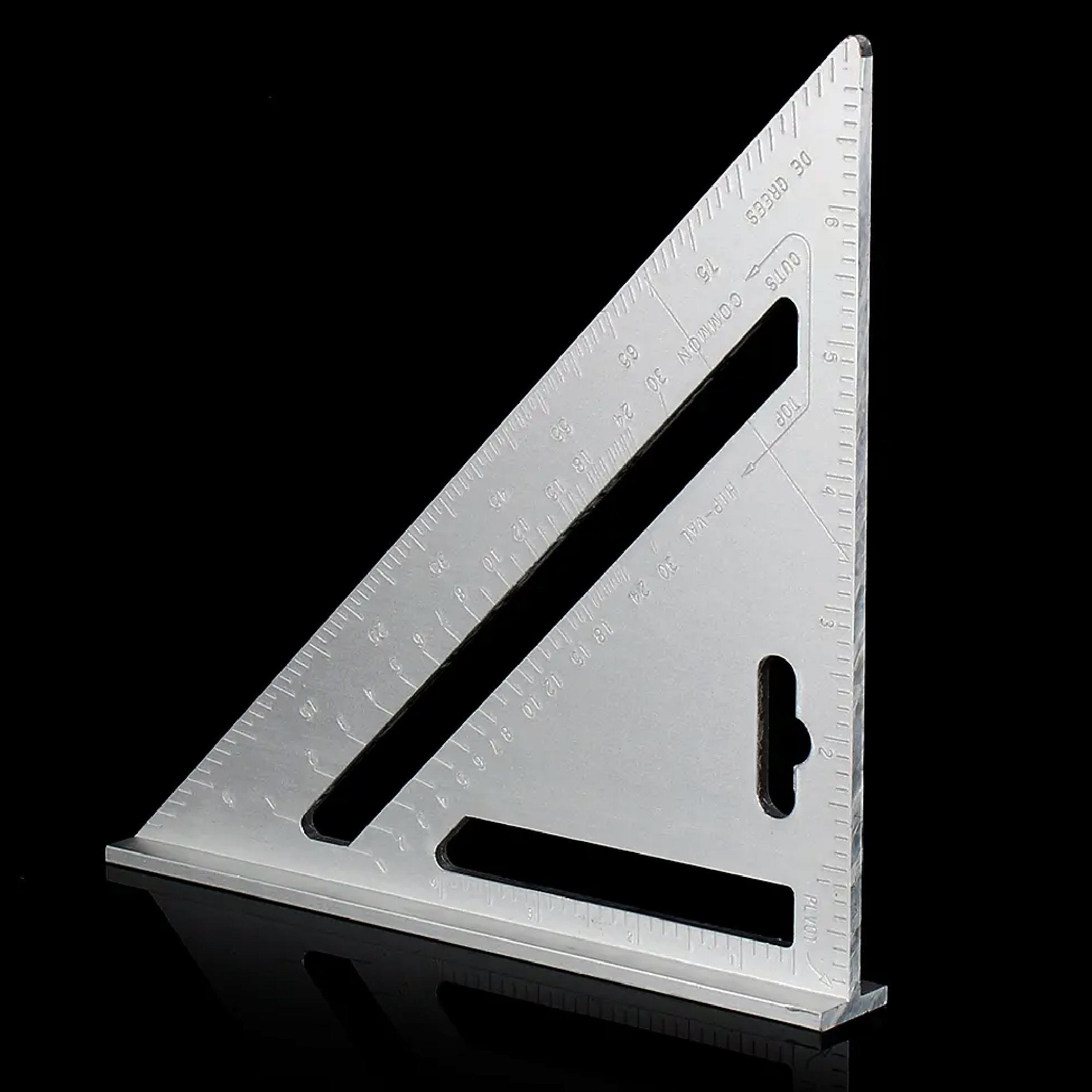 The BoltForce Rafter Square demonstrating roof pitch measurement capabilities.