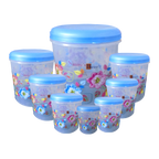 Stackable transparent air tight containers showcasing their secure seals.