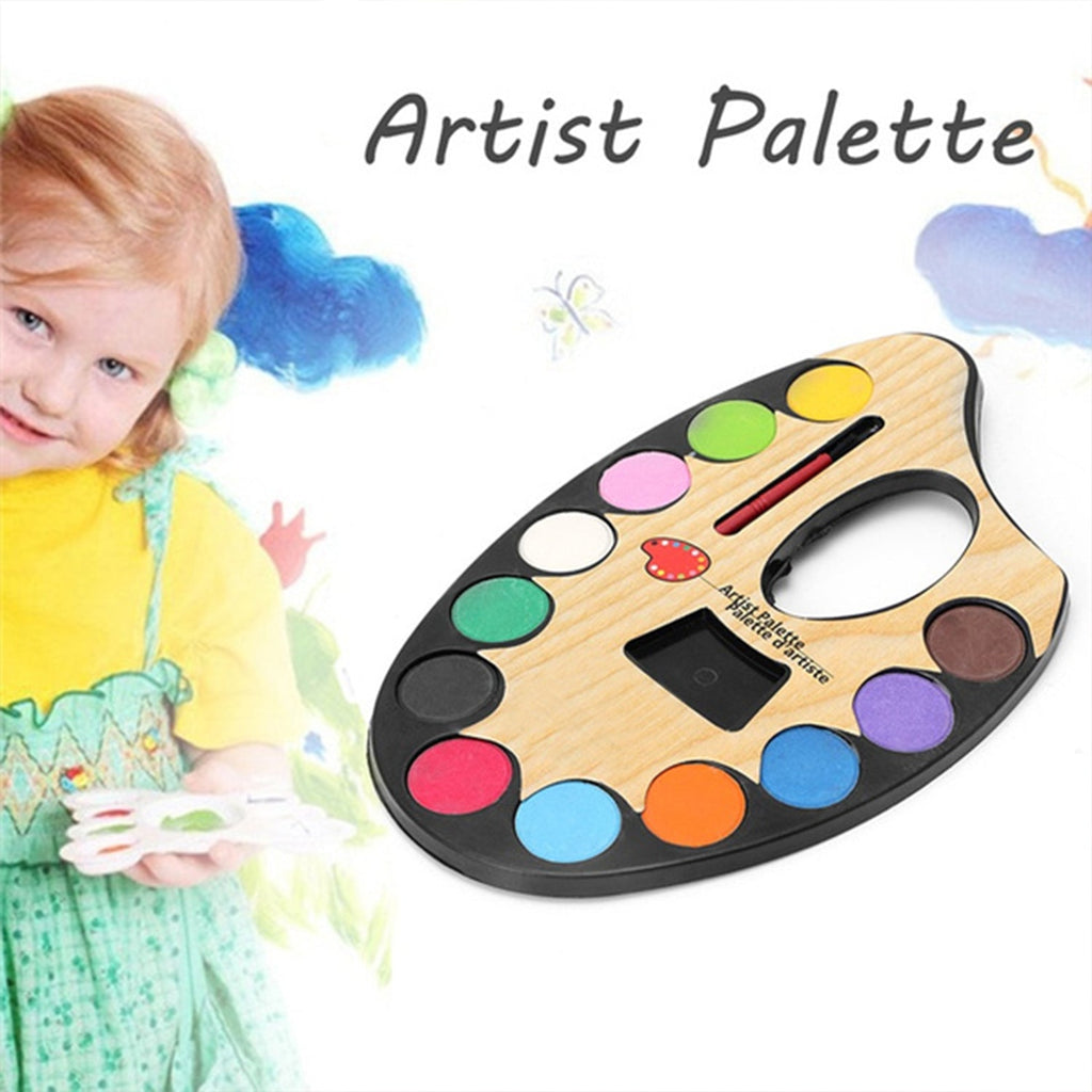 Complete Non-Toxic Watercolor Set with brush and mixing palette.