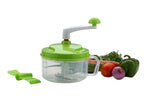 Overhead view of the versatile Manual Food Processor with various attachments.