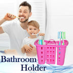 Front view of the space-saving Bathroom Organizer Stand with organized toiletries.
