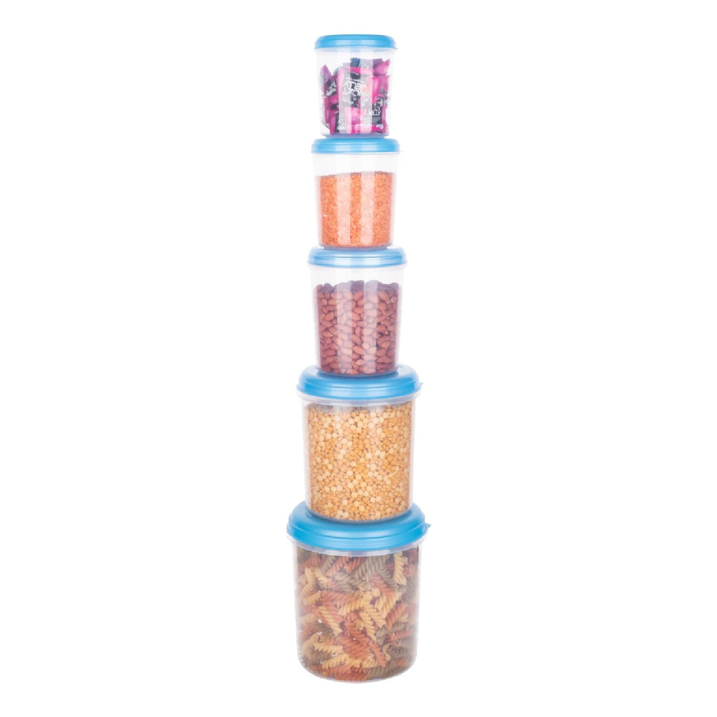 Durable, clear plastic containers for versatile kitchen use.