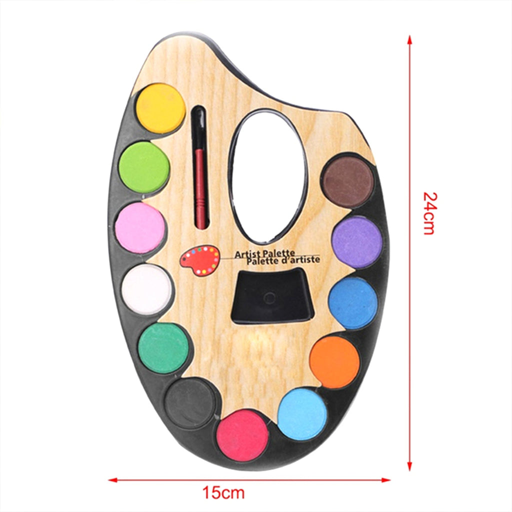 Non-Toxic Watercolor Set shown with various creative painting possibilities.