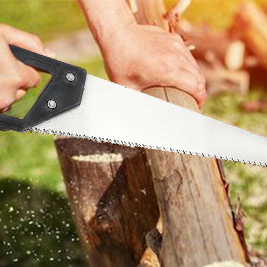 Close-up of the XcelCraft Hand Saw showcasing its hardened steel blade.