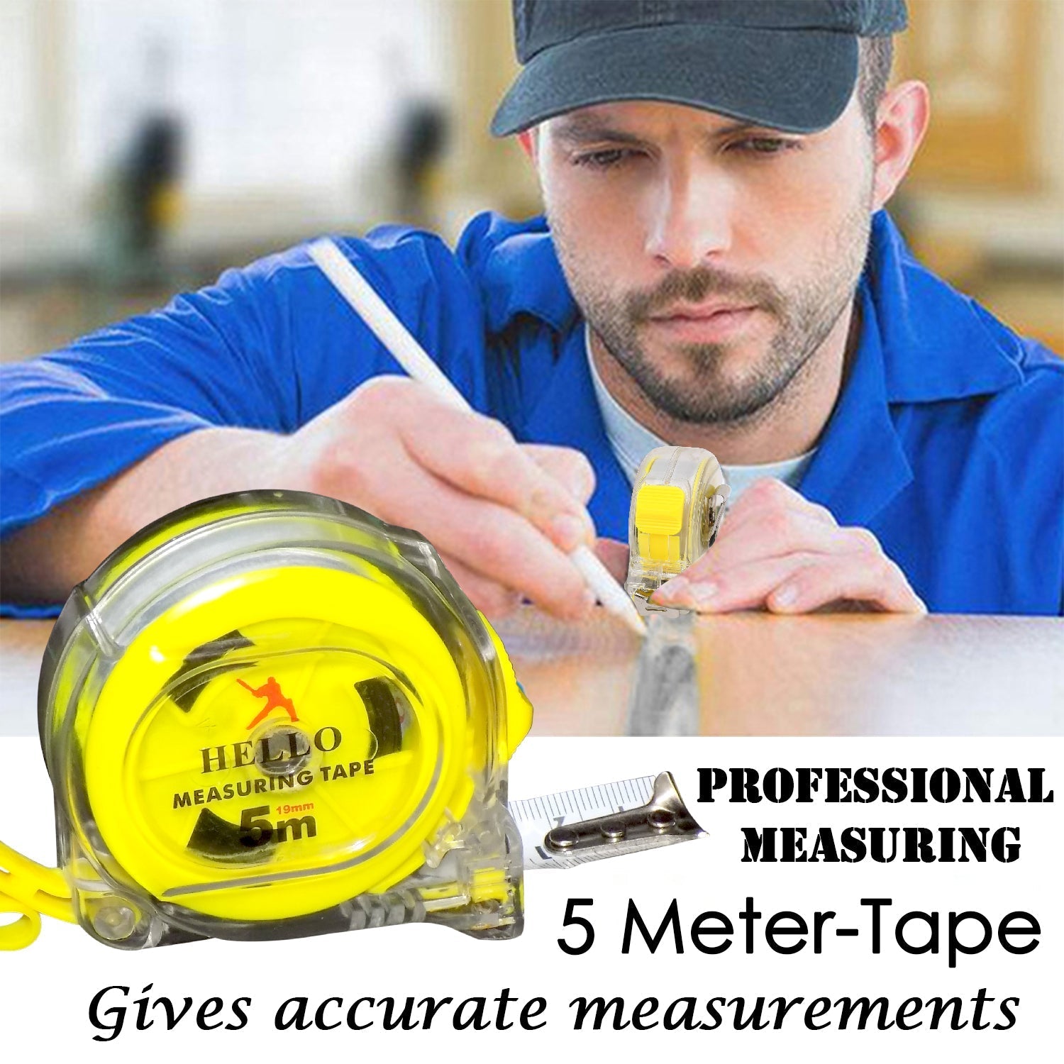 Durable BoltForce 5-meter measuring tape held in hand, emphasizing its ergonomic design.