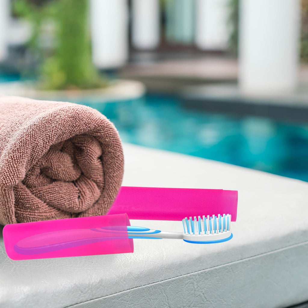 Top-down view of a durable PP plastic toothbrush case.