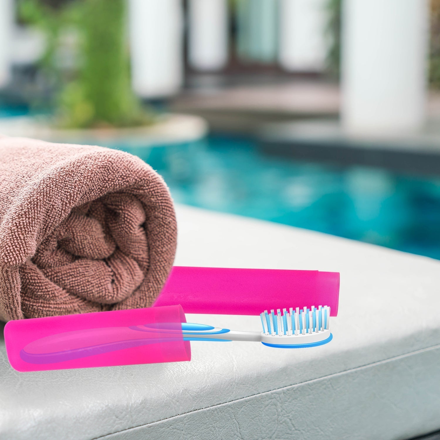 Top-down view of a durable PP plastic toothbrush case.