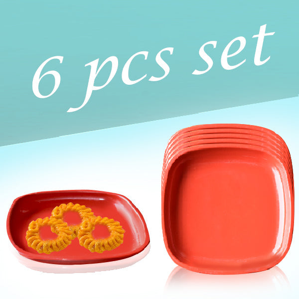 Practical microwave safe square quarter plates, designed for easy handling.