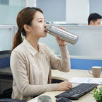 Leakproof steel flask with carry strap