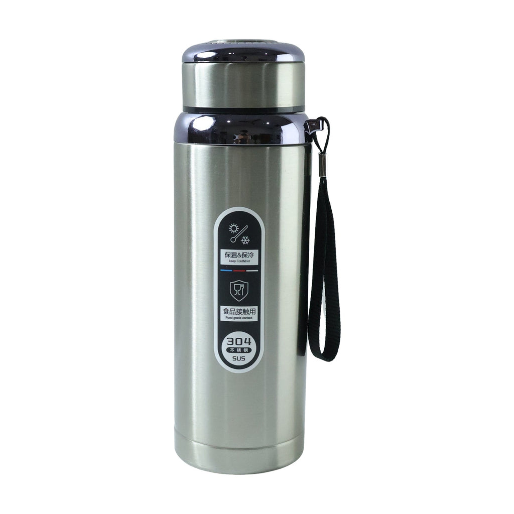Portable stainless steel water bottle with strap