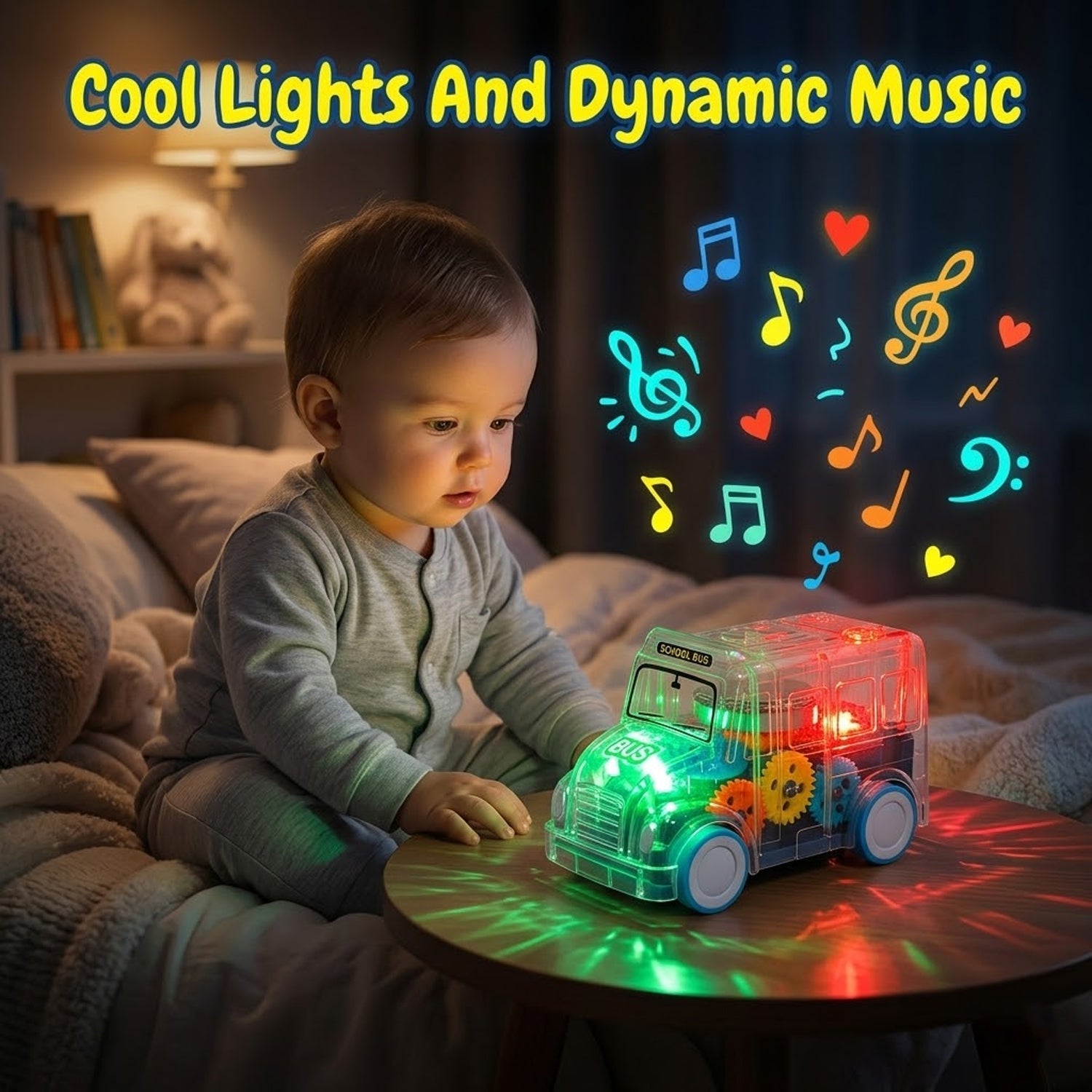 Kids musical vehicle toy with flashing lights