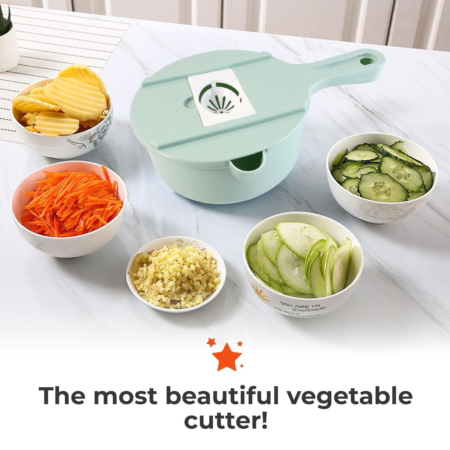 Multi-function vegetable slicer with ergonomic handles