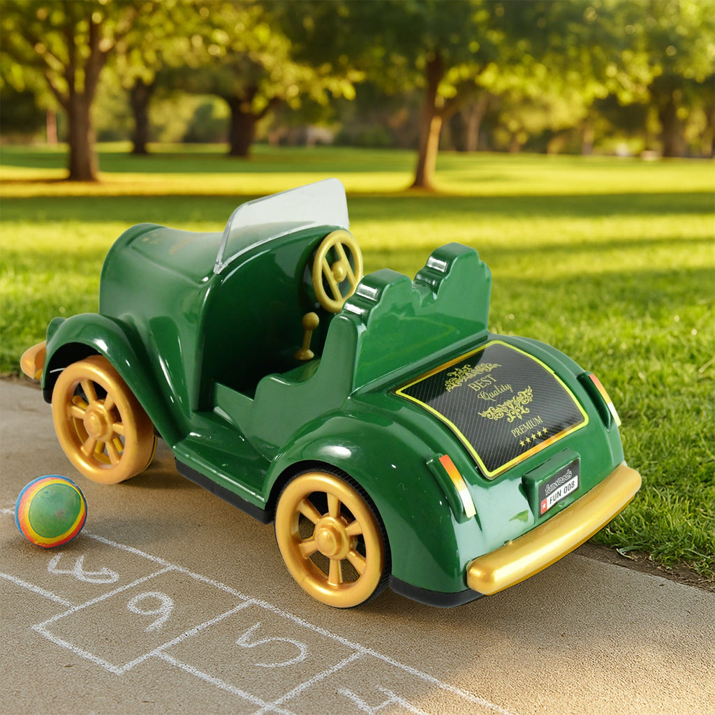Friction-powered open cockpit vintage toy car for imaginative play