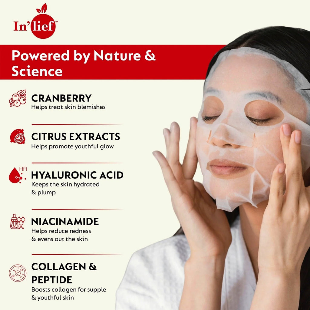 Close-up of Vitamin C Face Sheet Mask with deep hydration benefits