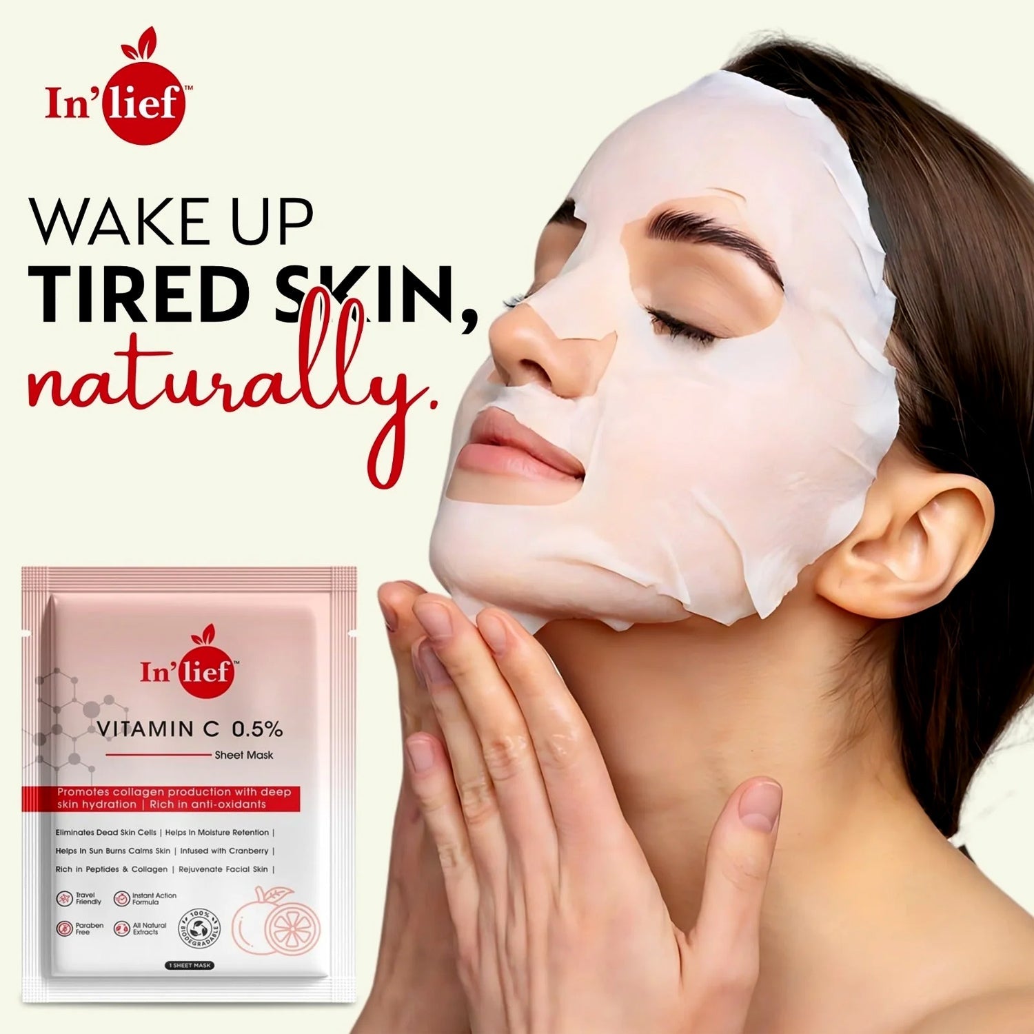 Product view of In'lief Vitamin C Facial Sheet Mask for skin care