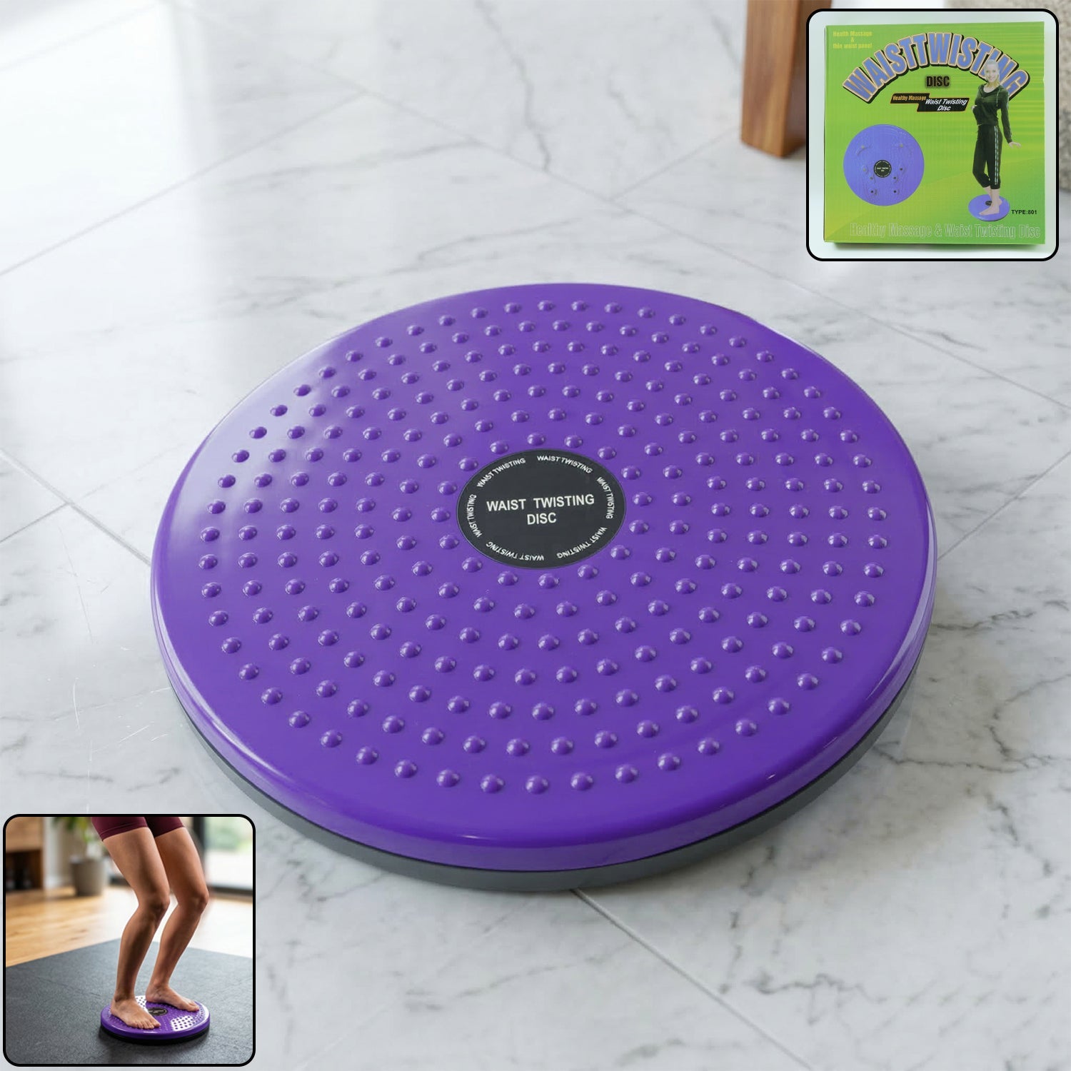 Waist twisting exercise disc with massage nodes
