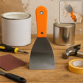Putty knife with a soft rubber handle and flexible blade, ideal for drywall and painting tasks.