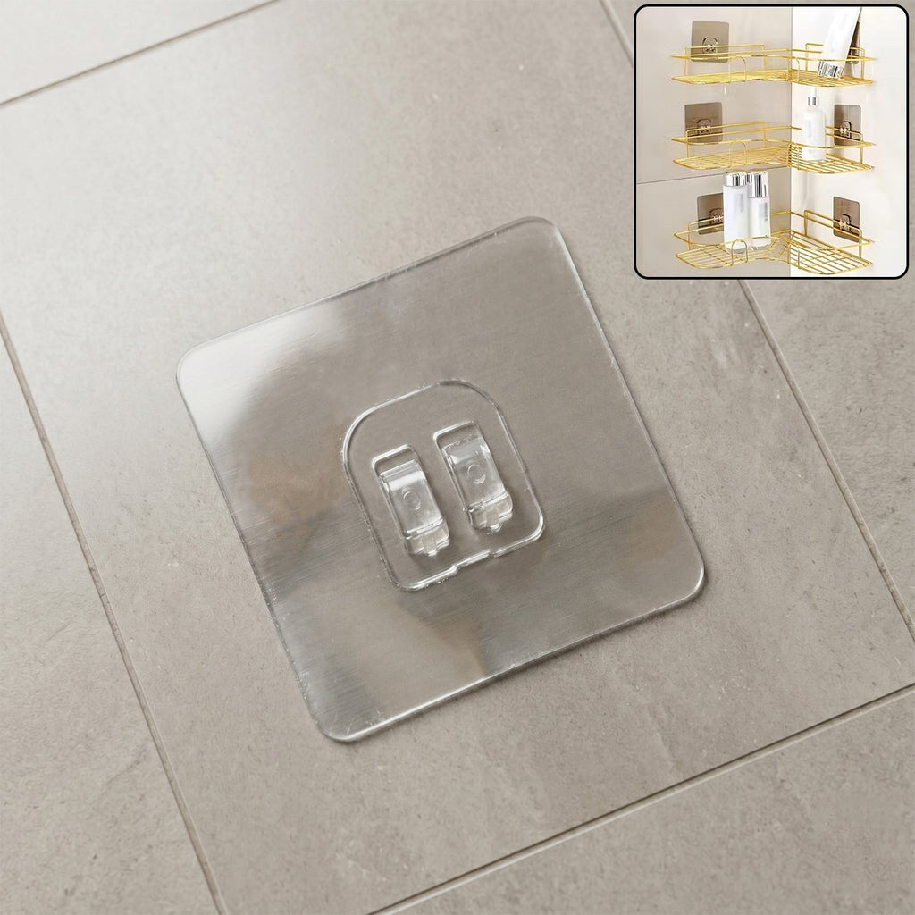 GlimmerHome transparent adhesive wall hook mounted on a clean, smooth wall.