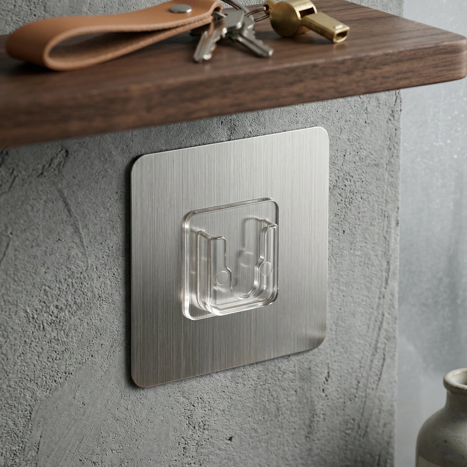 Wall hanging hook for keys and accessories with secure adhesive