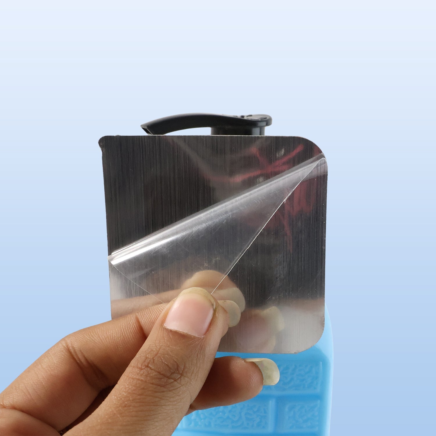 Wall-mounted liquid soap dispenser showing full product design and mounting
