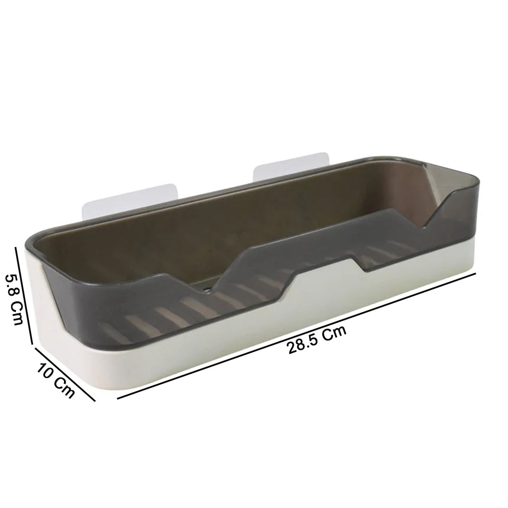 Kitchen and bathroom wall mounted adhesive plastic shelf