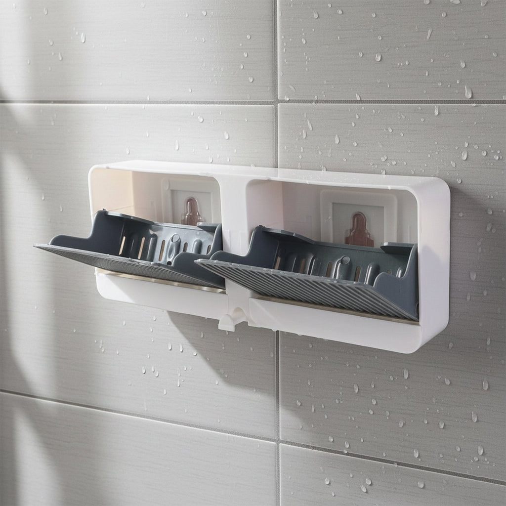 Close up of durable bathroom storage unit with smooth surfaces