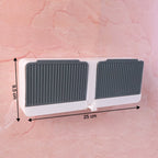 Side view of wall mounted soap holder and bathroom storage unit