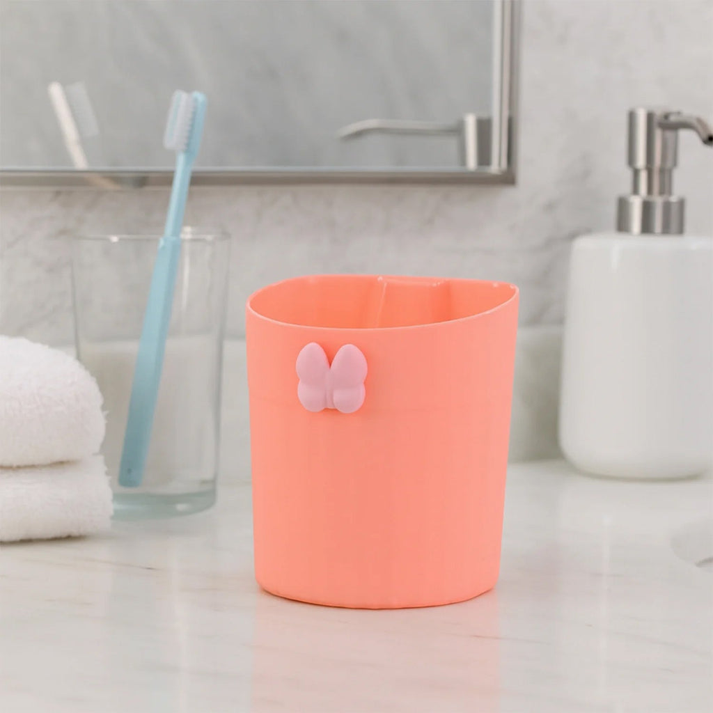 Toothbrush cup holder stand mounted on bathroom wall