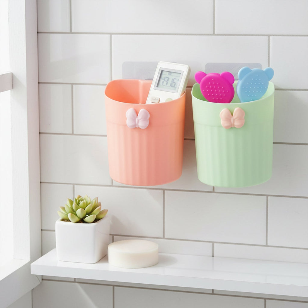 Bathroom hygiene organizer rack with toothbrush holder cup