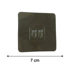 Diagram showing dimensions of the transparent adhesive wall hook for easy reference.