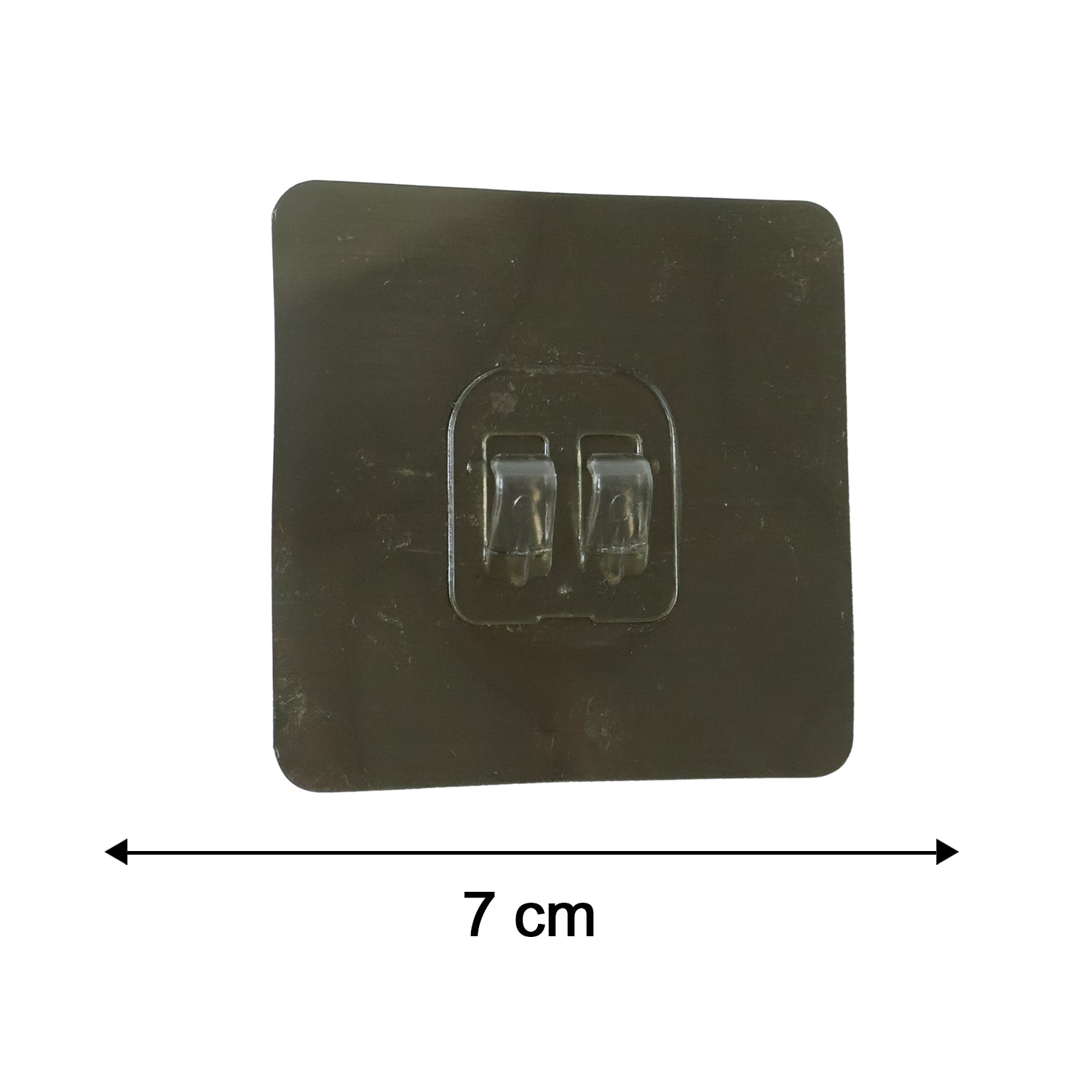 Diagram showing dimensions of the transparent adhesive wall hook for easy reference.