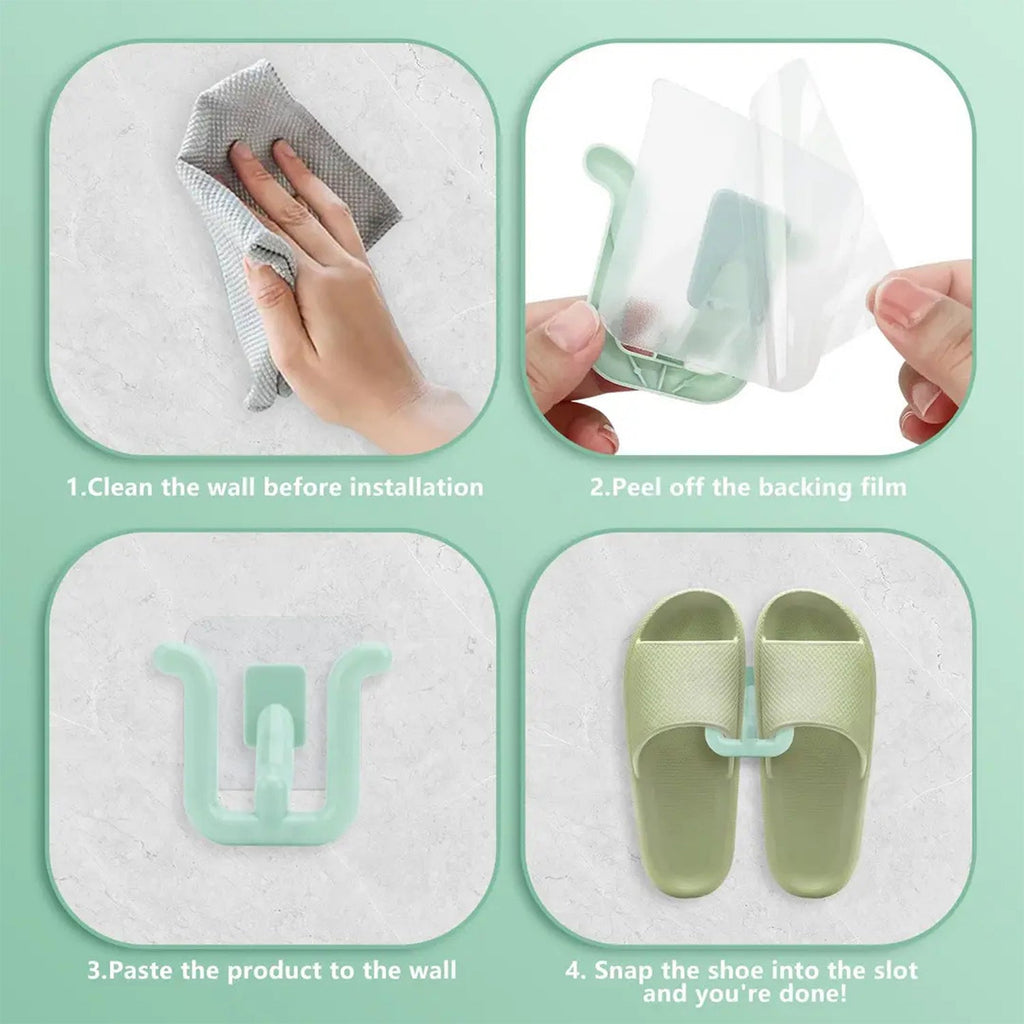 Compact wall-mounted shoe rack with slippers