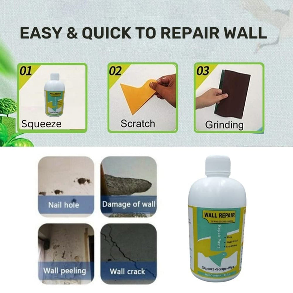 Smoothly filled crack on wall using repair cream