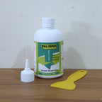 Close view of wall crack repair cream curing on wall surface