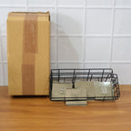Wall storage basket installed in clean, organized kitchen space