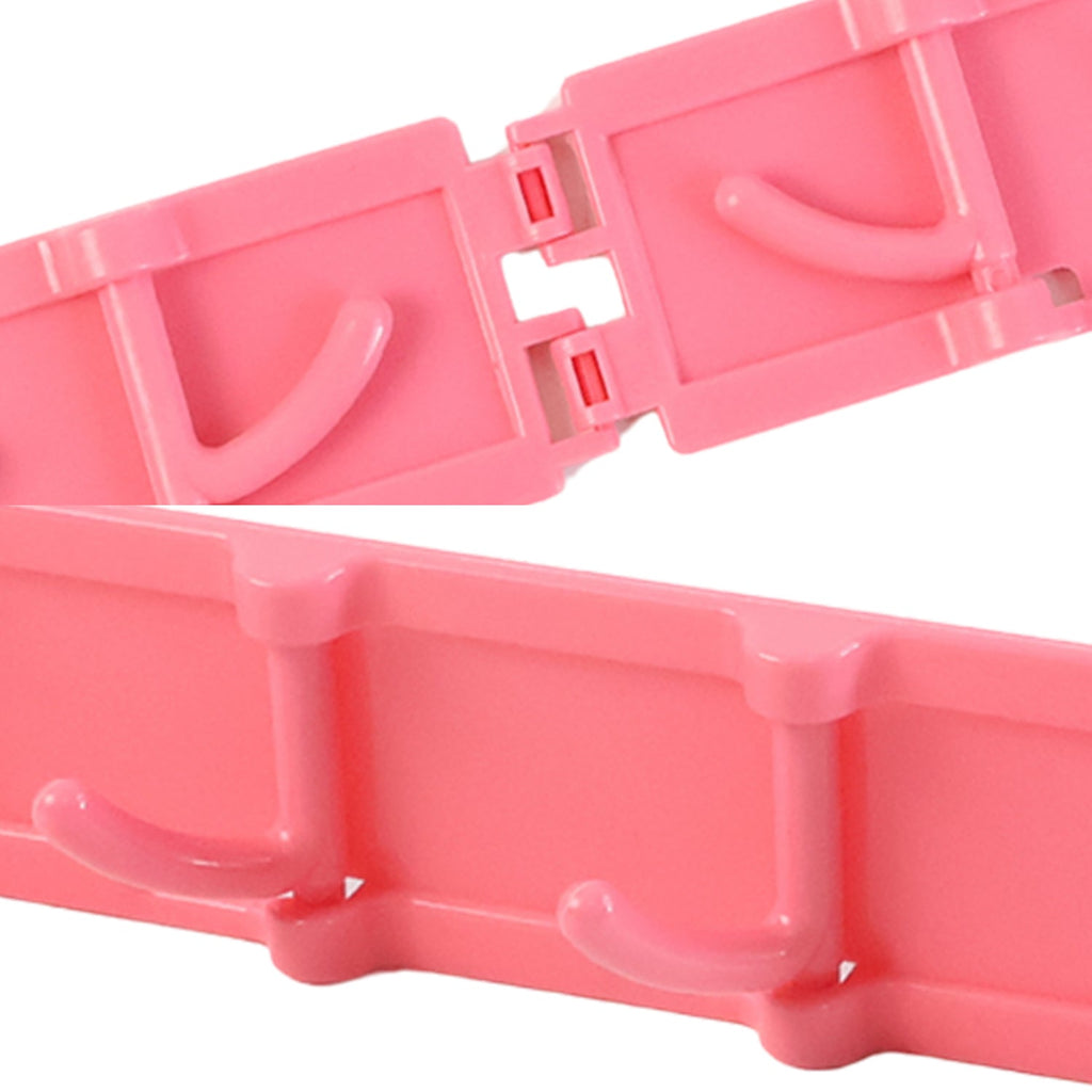 Foldable space-saving 6 hook wall rack mounted on kitchen wall