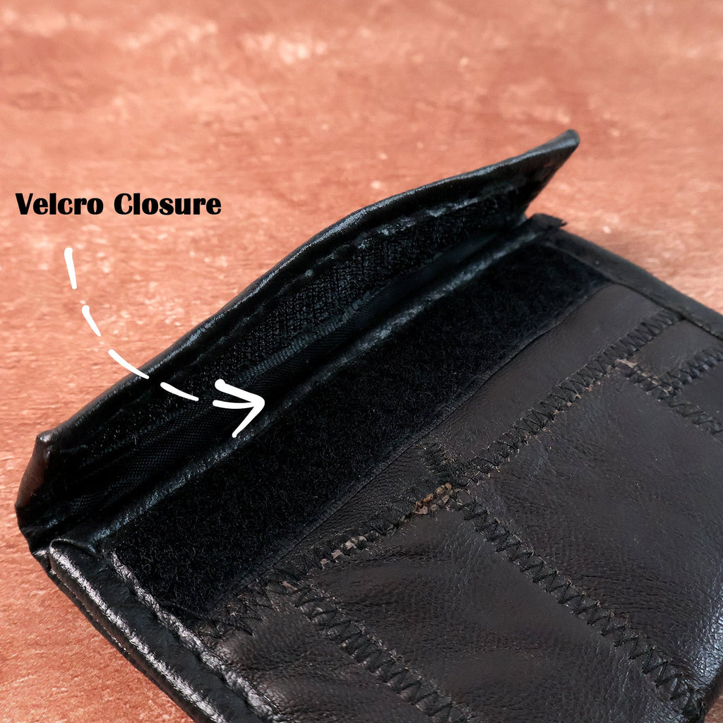 Luxury genuine leather bi-fold wallet open to display compartments