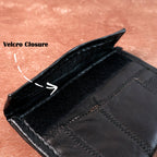 Luxury genuine leather bi-fold wallet open to display compartments