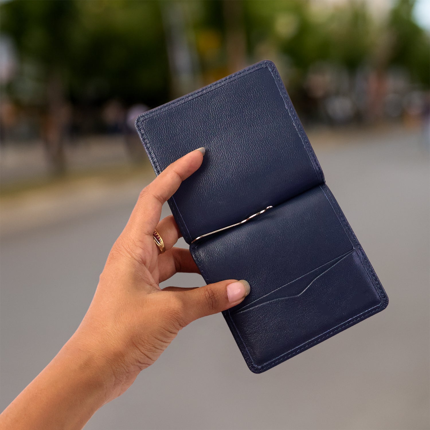 Compact bi-fold men's wallet designed for functional yet stylish use