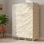 Bedroom clothes storage closet with dust-protective fabric cover