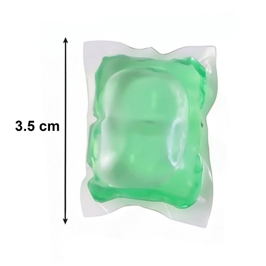 Pods arranged showing plant-based detergent capsules