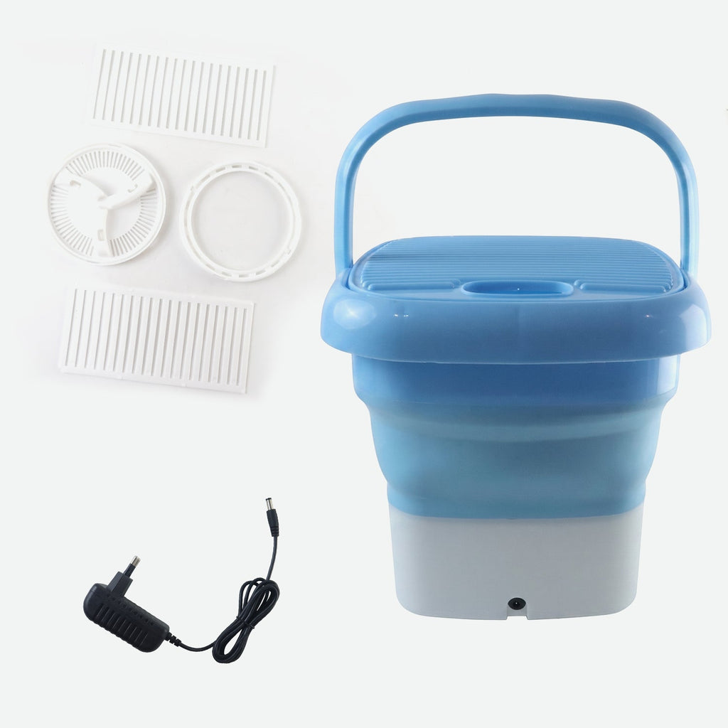 Close-up of the Mini Portable Washing Machine control panel and lid, highlighting touch buttons.