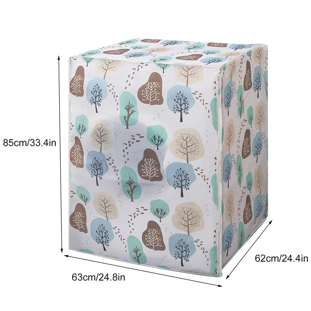 Diagram illustrating the 58x62x85 cm dimensions of the washing machine cover.
