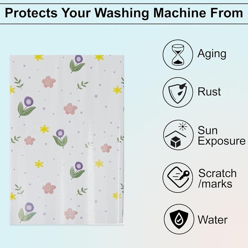 Top load washer covered with full body printed protective fabric cover