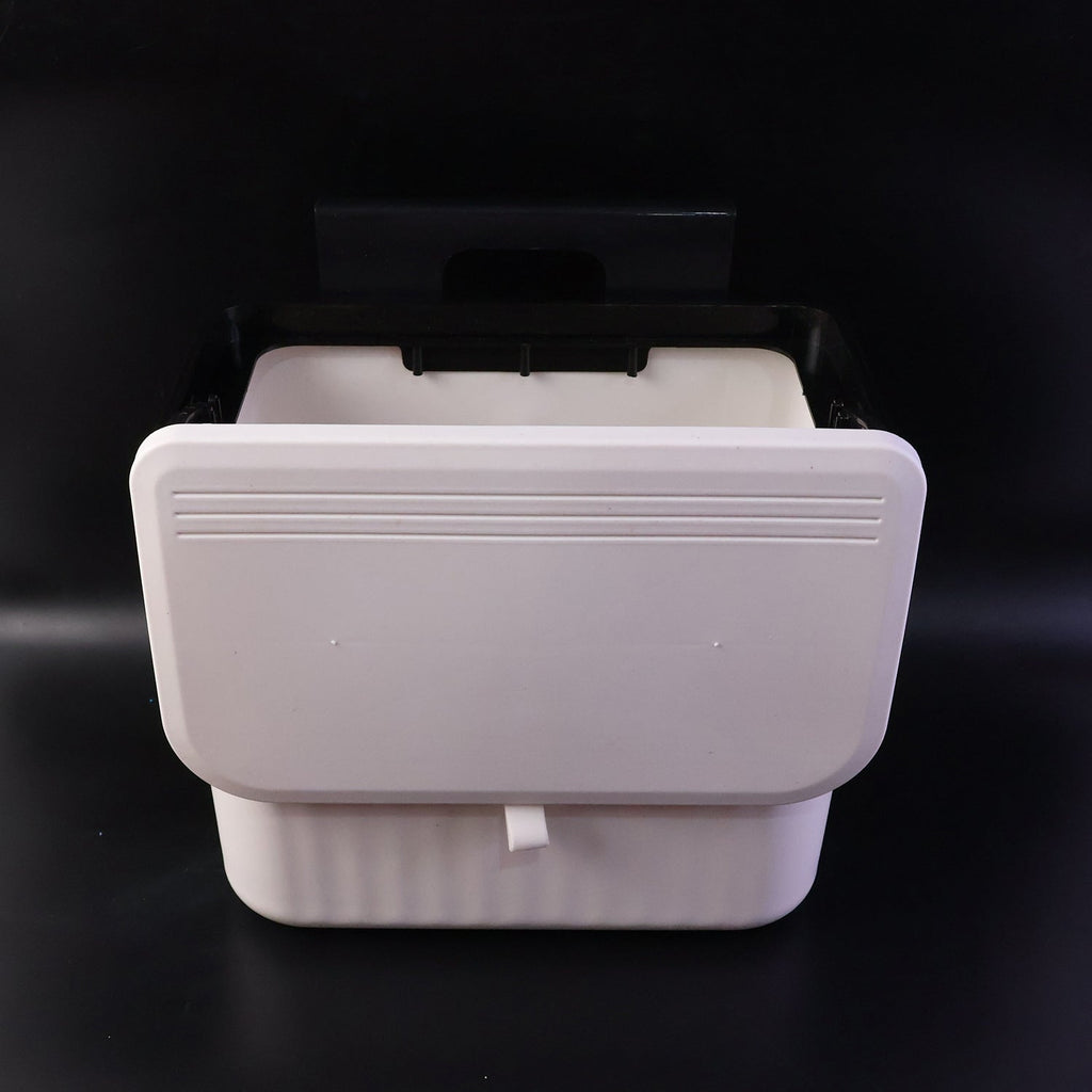 Hanging kitchen dustbin with lid on cabinet door