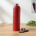 Front view of red stainless steel water bottle with insulated design