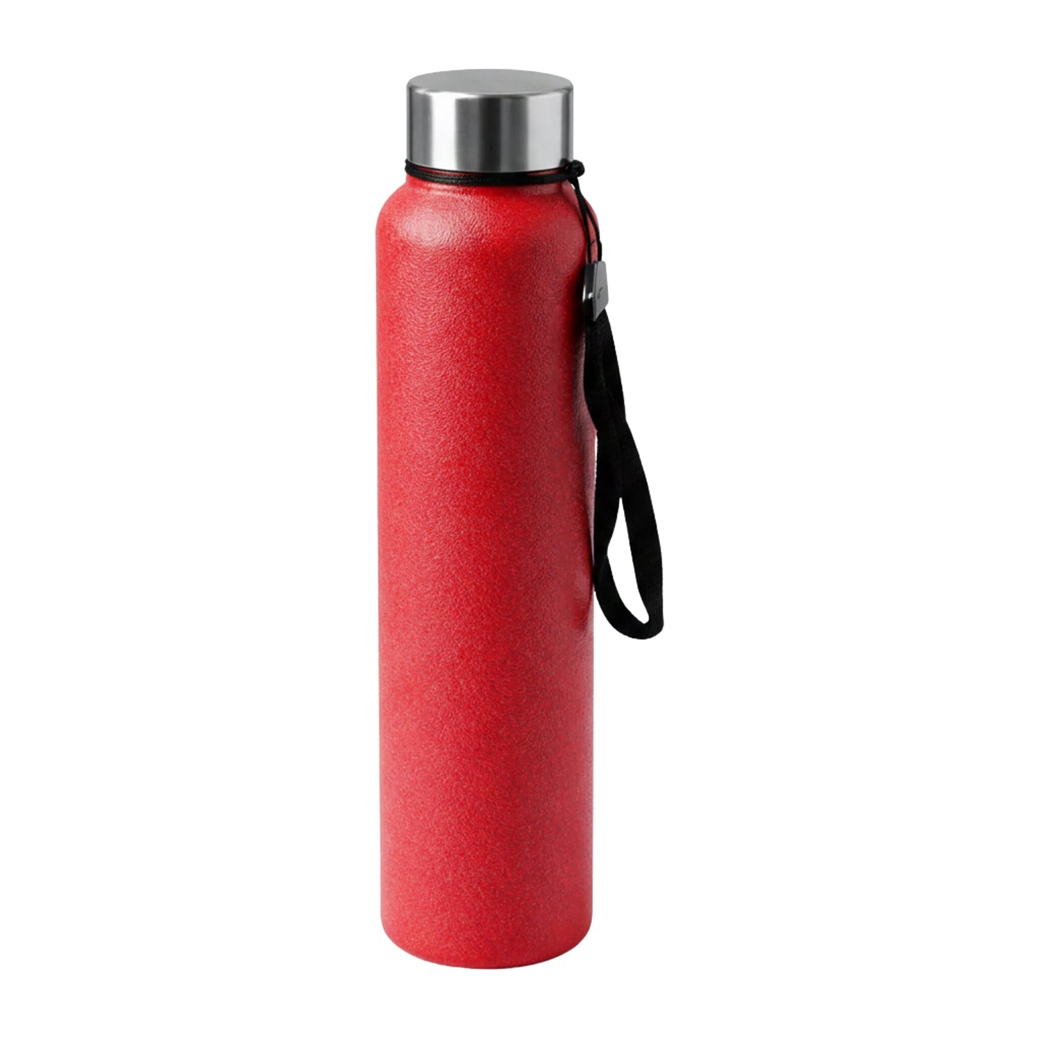Reusable red stainless steel water bottle suitable for outdoor use