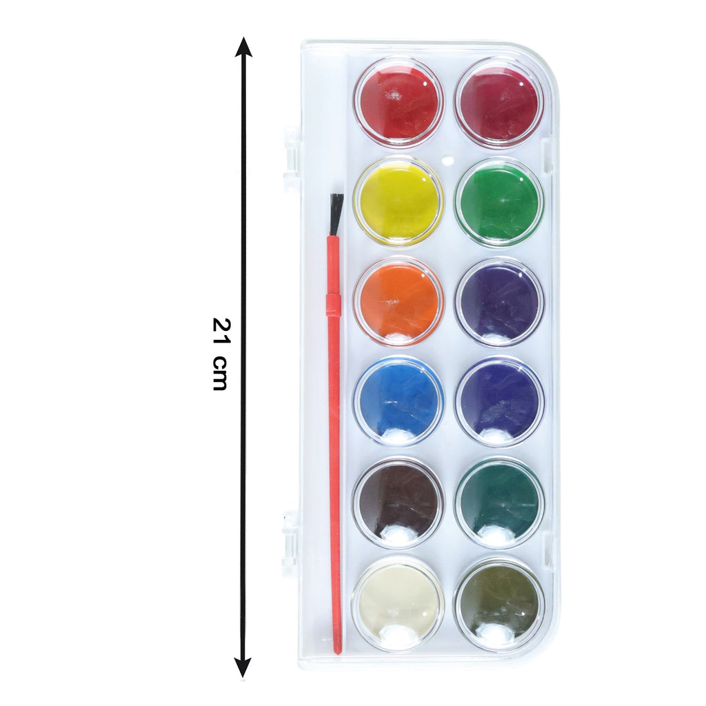 Watercolour paint case with 12 bright shades and brush